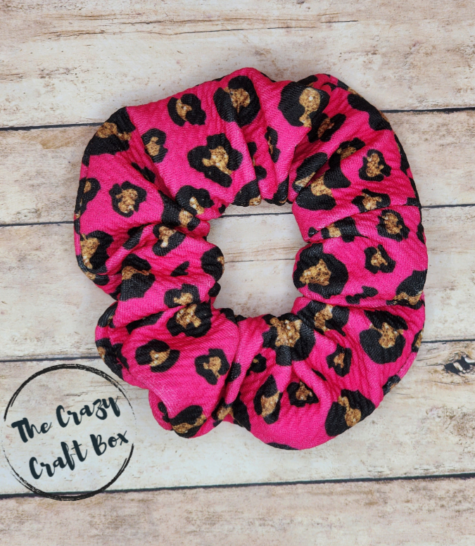 Pink Leopard Scrunchie