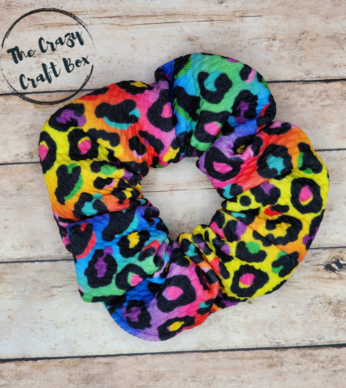 Rainbow Leopard Scrunchie