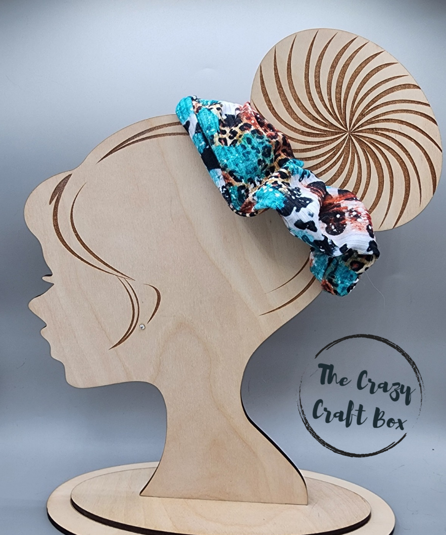 Leopard Print Scrunchie - Teal