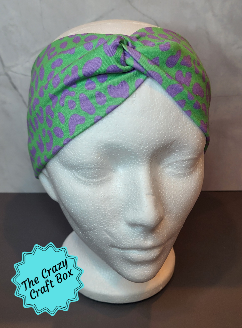 Green/Purple Leopard Twist Headband
