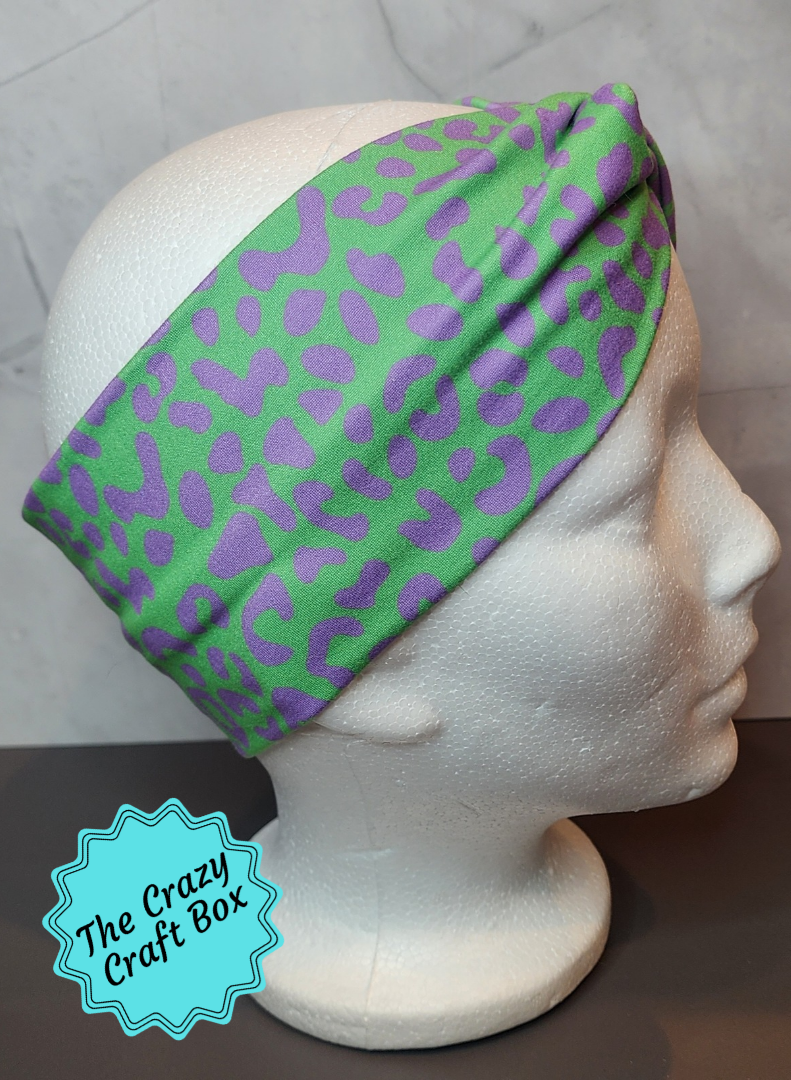Green/Purple Leopard Twist Headband