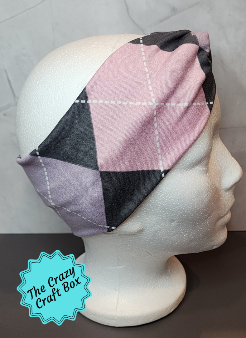 Pink/Purple Argyle Twist Headband