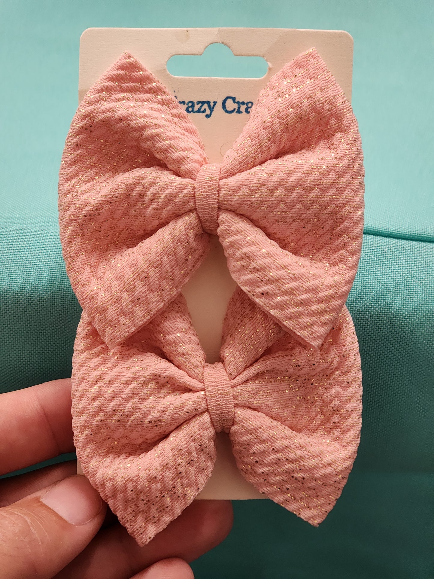 Rose Pink Gold Metallic Hair Bows