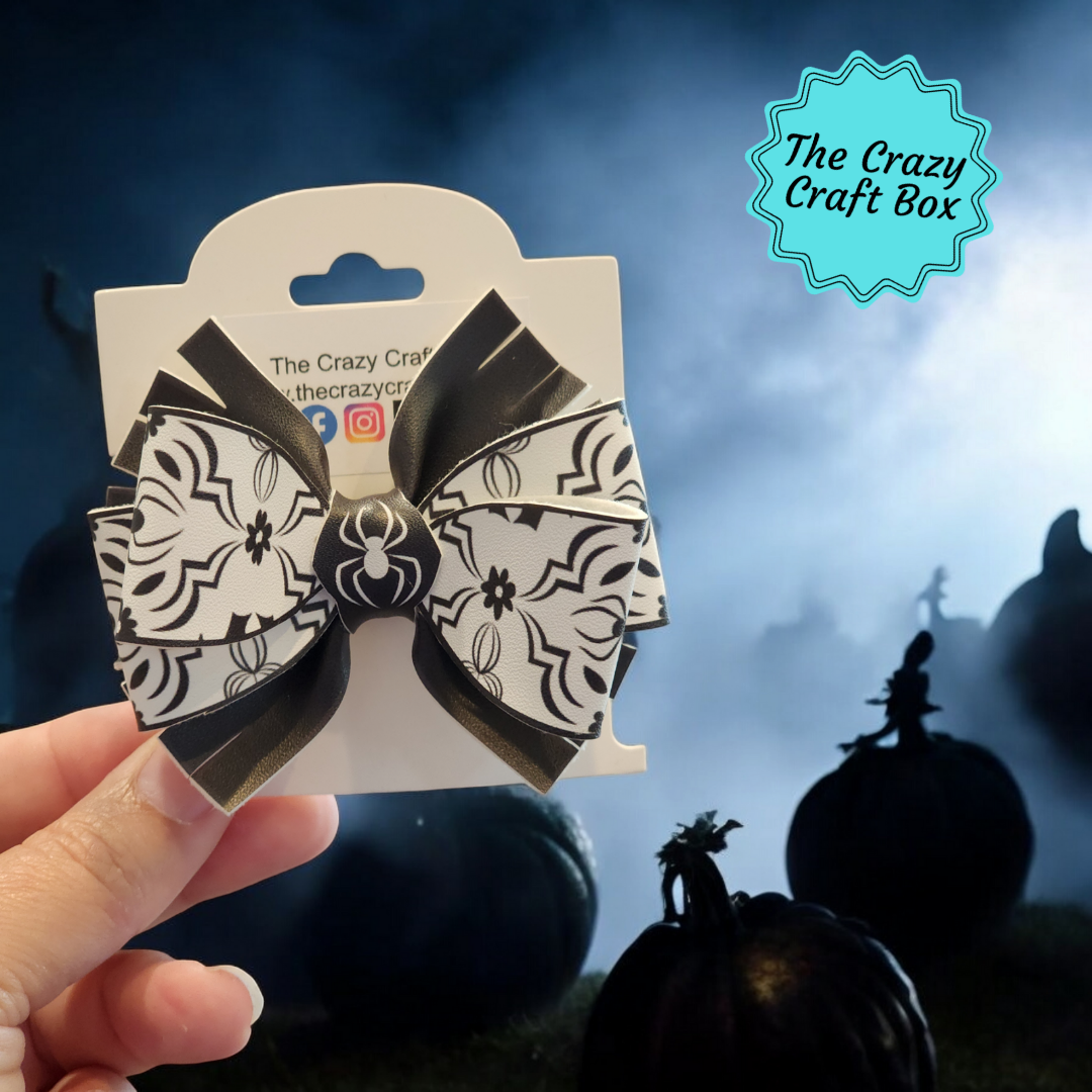 Halloween Hair Bows – Spooky Star & Moon Faux Leather Bow Set | Girls, Toddlers & Pets | Cute Handmade Halloween Accessories