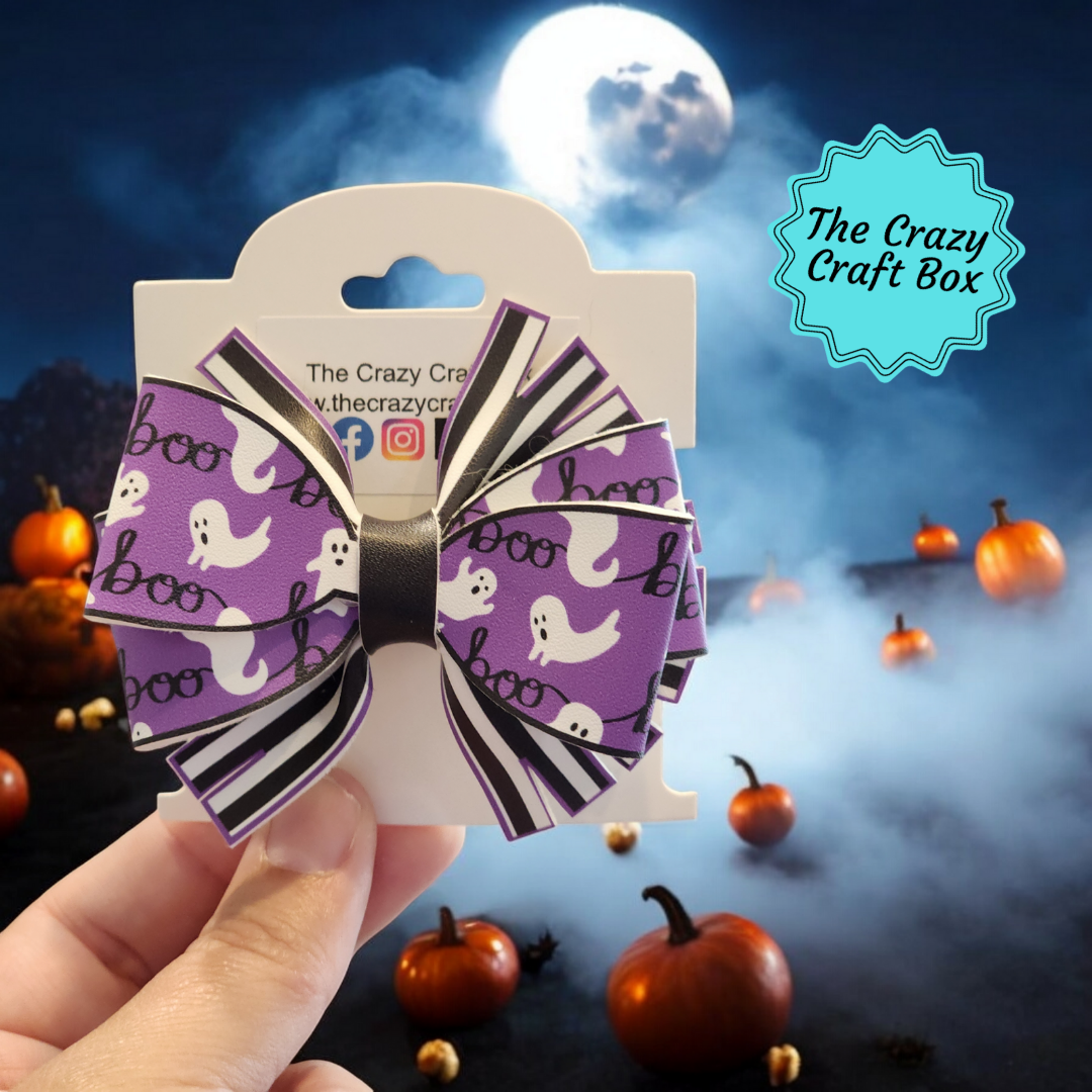 Halloween Hair Bows – Spooky Star & Moon Faux Leather Bow Set | Girls, Toddlers & Pets | Cute Handmade Halloween Accessories