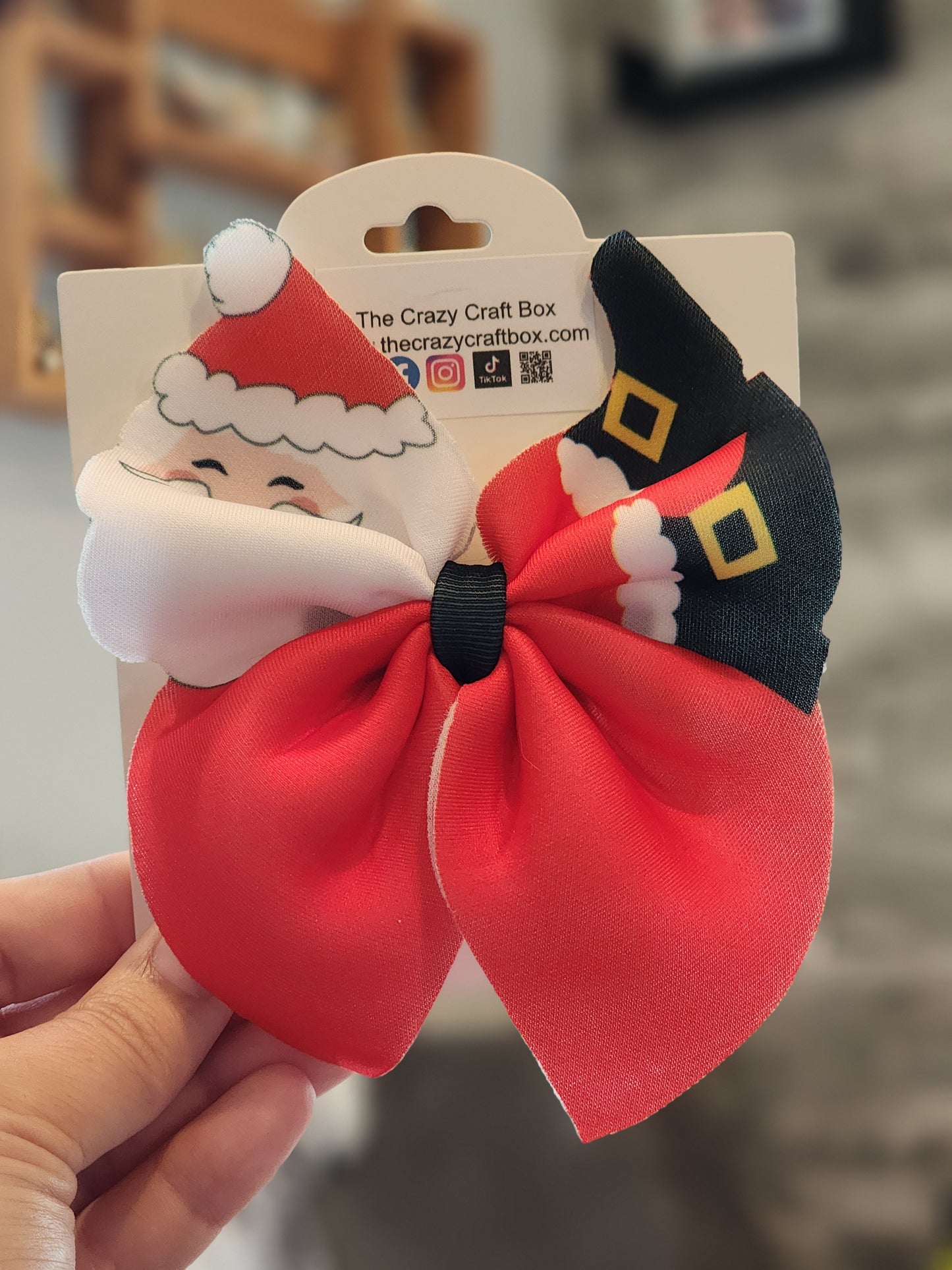 Christmas Neoprene Hair Bows – Holiday Peppermint, Santa, Gingerbread & Festive Prints