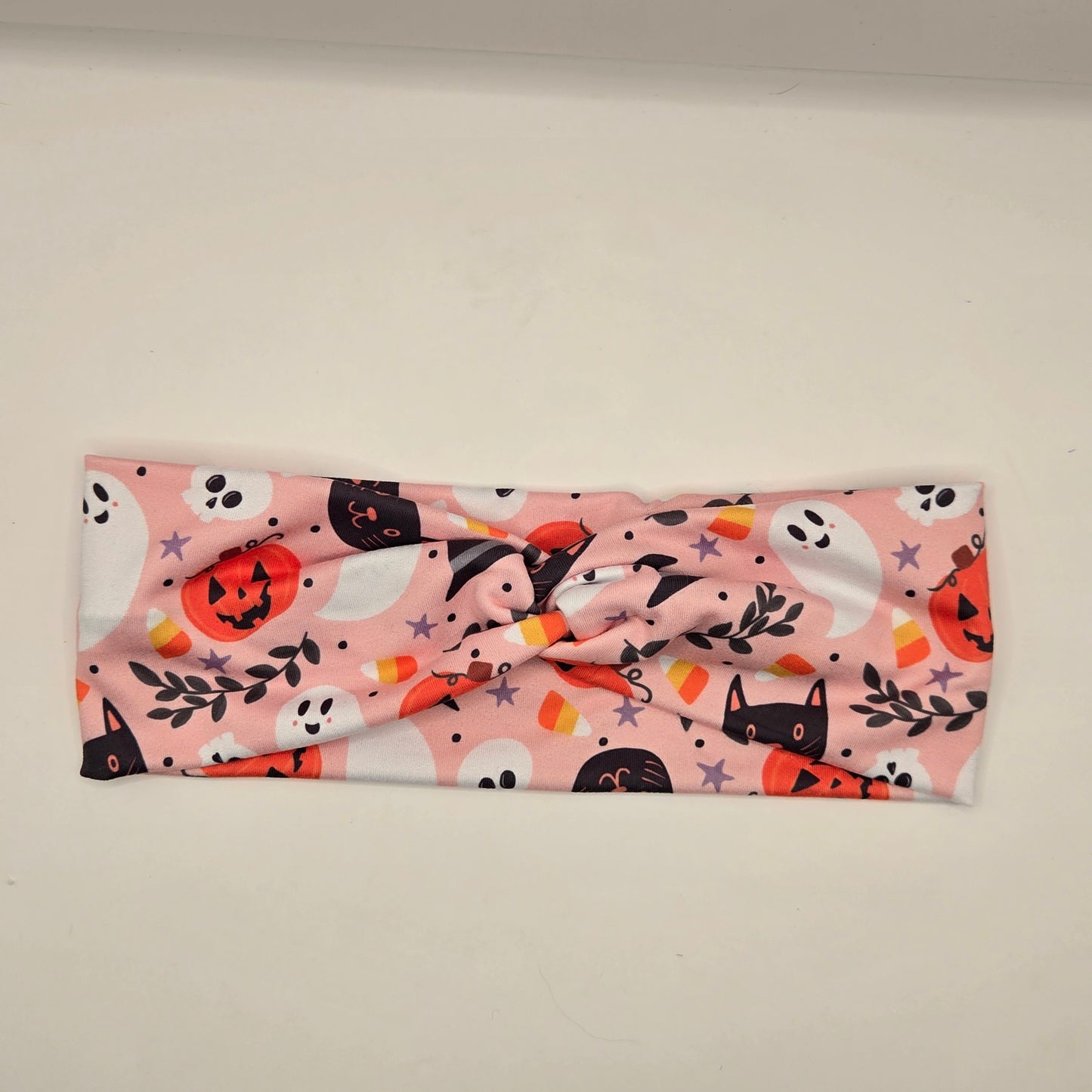 🎃 Halloween Ghost, Pumpkin, & Hat Twist Knot Headband – Fall Hair Accessory