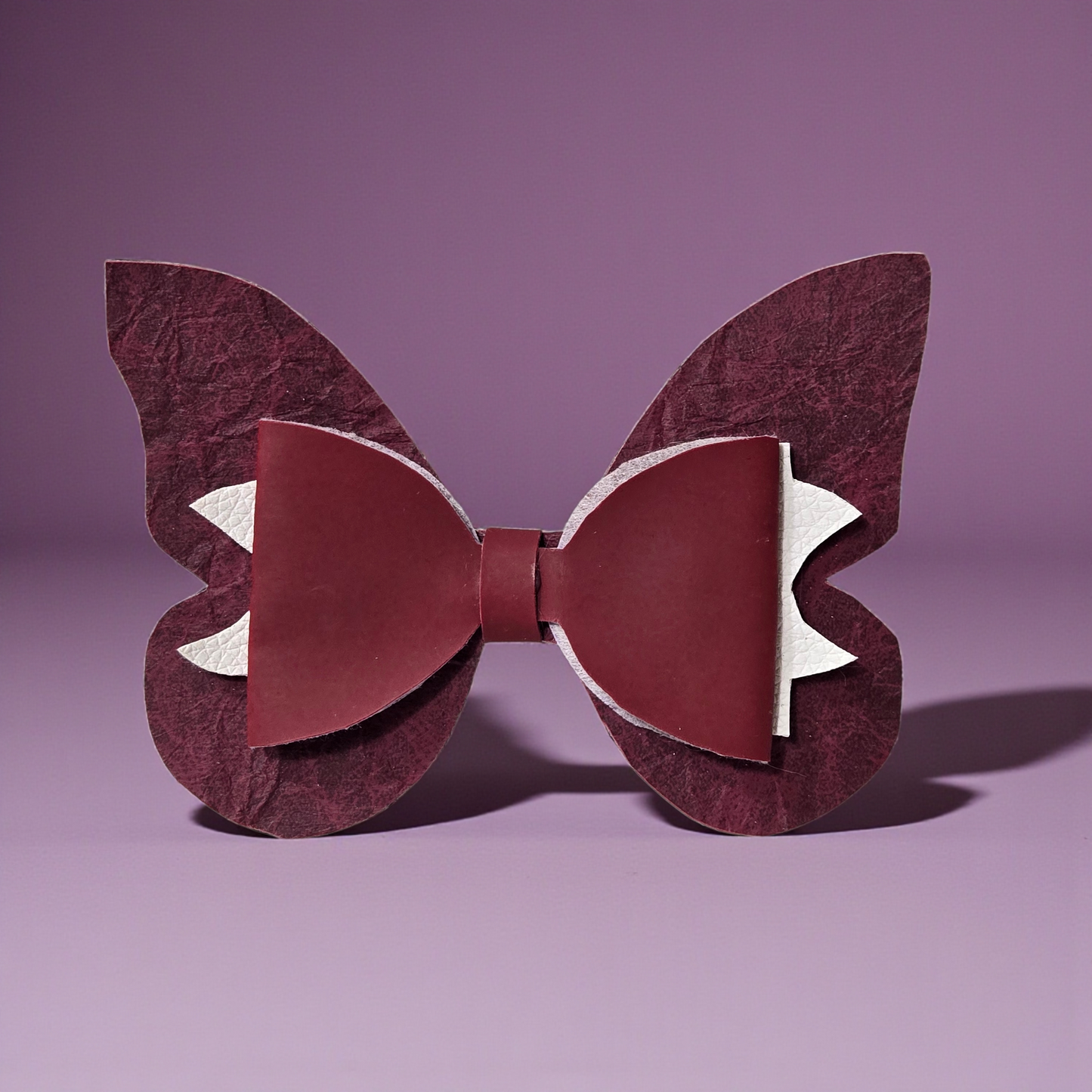 Faux Leather Butterfly Hair Bow – Layered Glitter Boutique Style