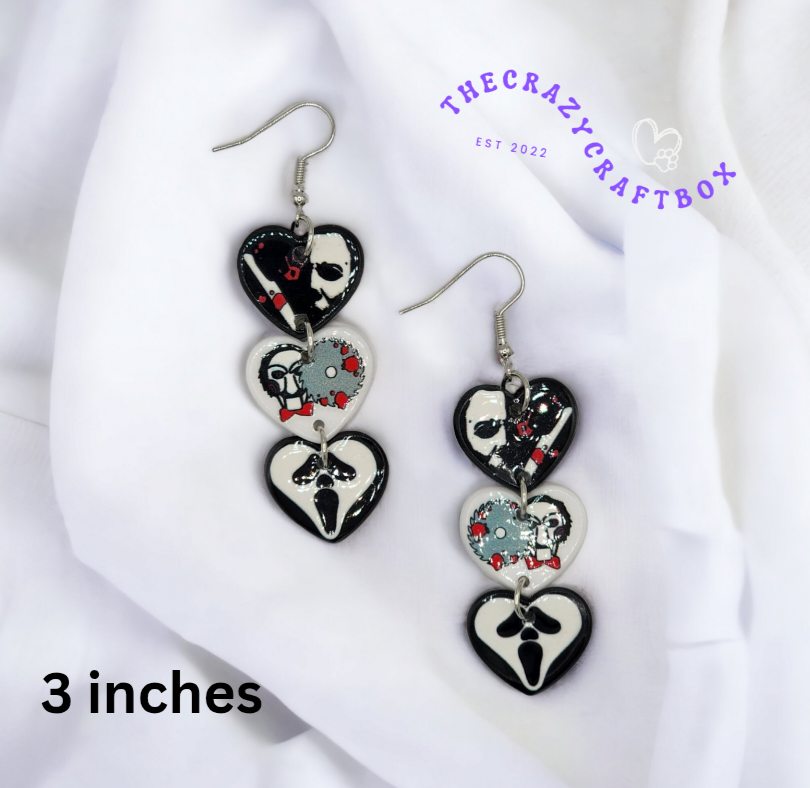 Halloween Triple Heart Earrings
