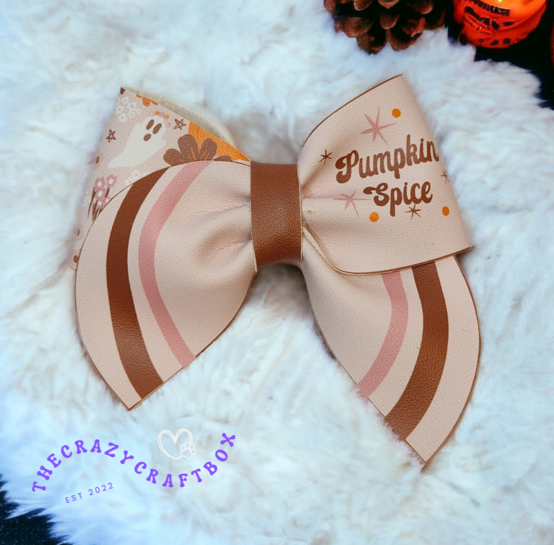 🎃 Spooky Ghost Hair Bow – Halloween Faux Leather Bow