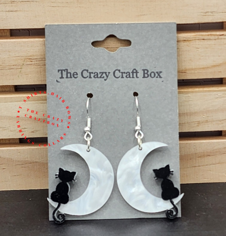 Black Cat & Moon Earrings