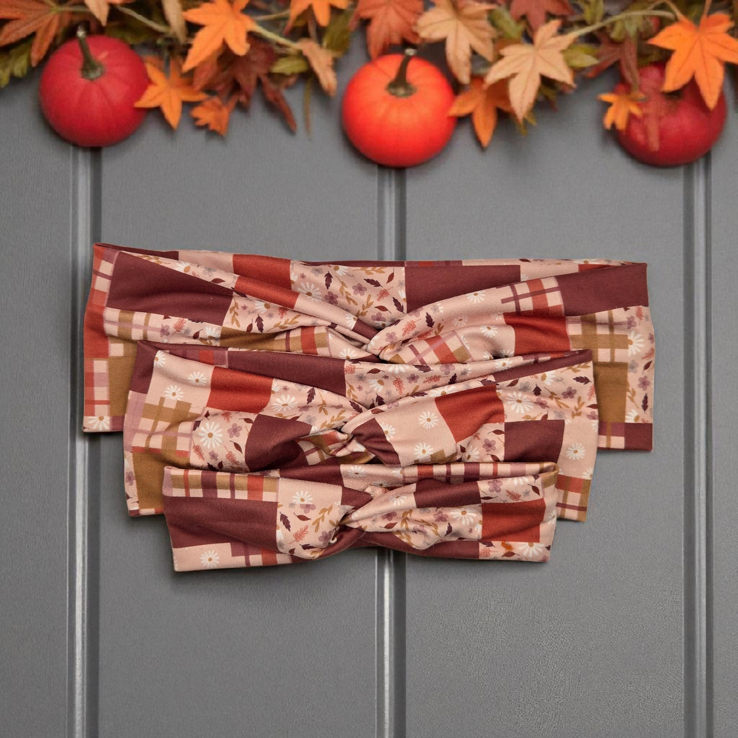 Handmade Fall Patchwork Knotted Headband | Autumn Boho Hair Accessory