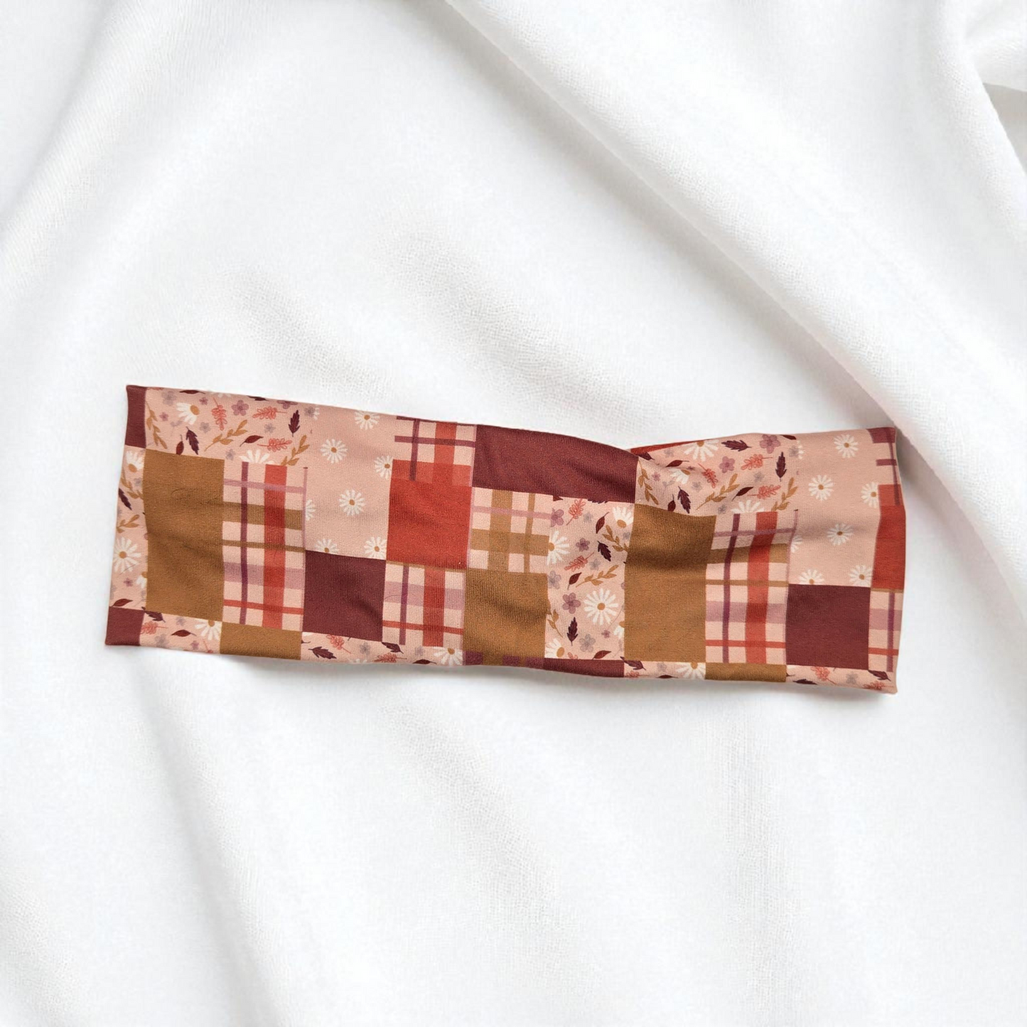 Handmade Fall Patchwork Knotted Headband | Autumn Boho Hair Accessory