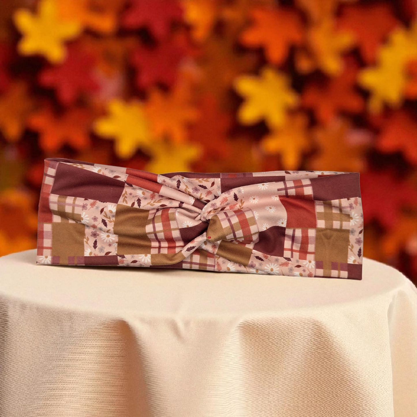 Handmade Fall Patchwork Knotted Headband | Autumn Boho Hair Accessory