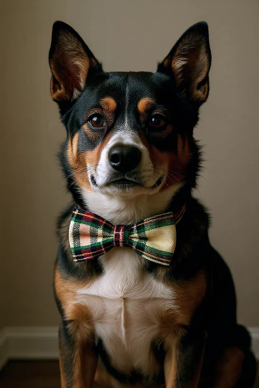 Plaid Dog Bow Tie Collar Accessory | Handmade Pet Outfit for Dogs & Cats