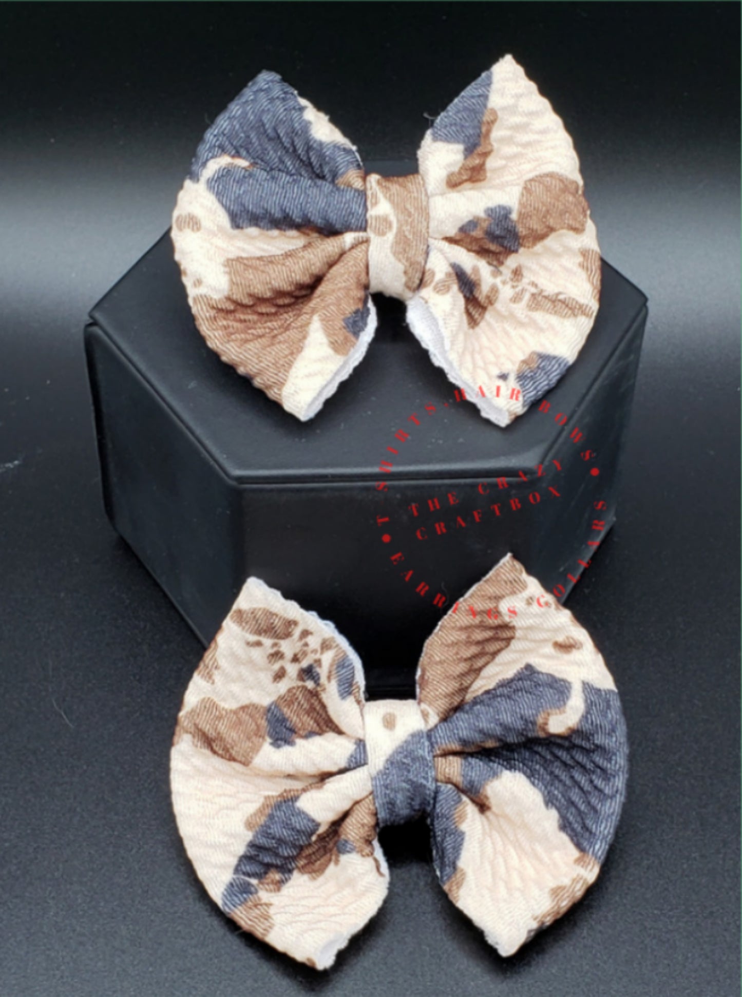 Brown & Black Cow Print Hair Bow
