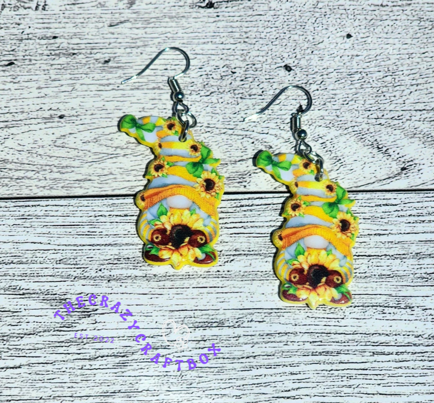Sunflower Gnome Earrings