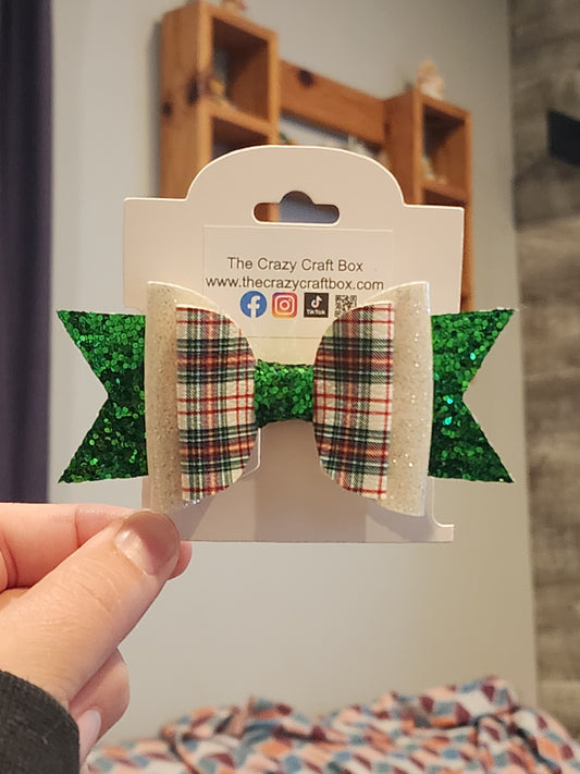 Christmas Hair Bows – Holiday Glitter Faux Leather Bows – Festive Plaid, Santa & Ornament Designs – Christmas Hair Accessories for Girls, Toddlers & Pets
