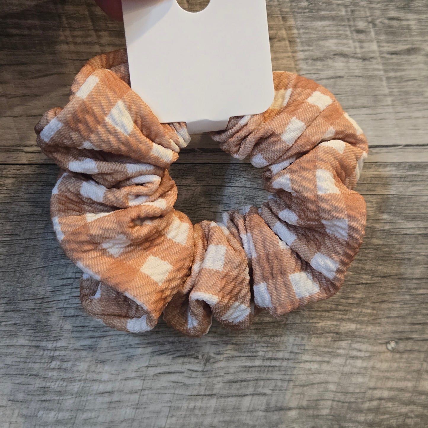 Tan Plaid Scrunchie