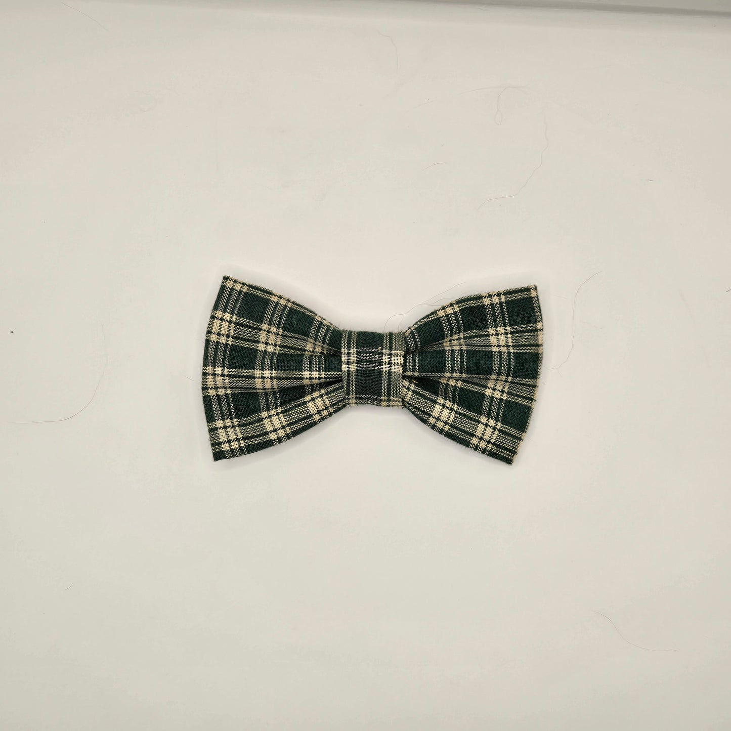 Green Plaid Dog Bow Tie Collar Accessory | Handmade Pet Outfit for Dogs & Cats