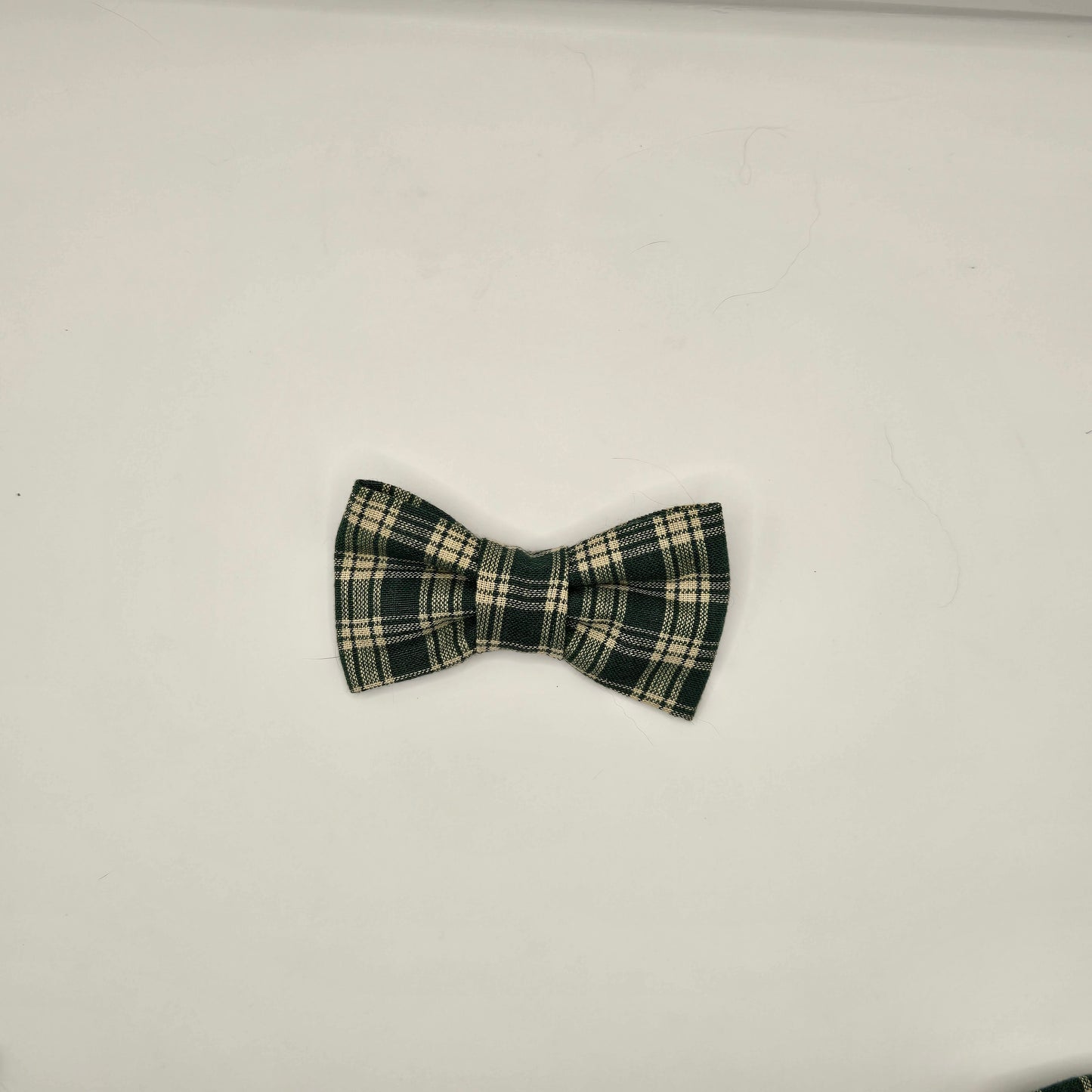 Green Plaid Dog Bow Tie Collar Accessory | Handmade Pet Outfit for Dogs & Cats