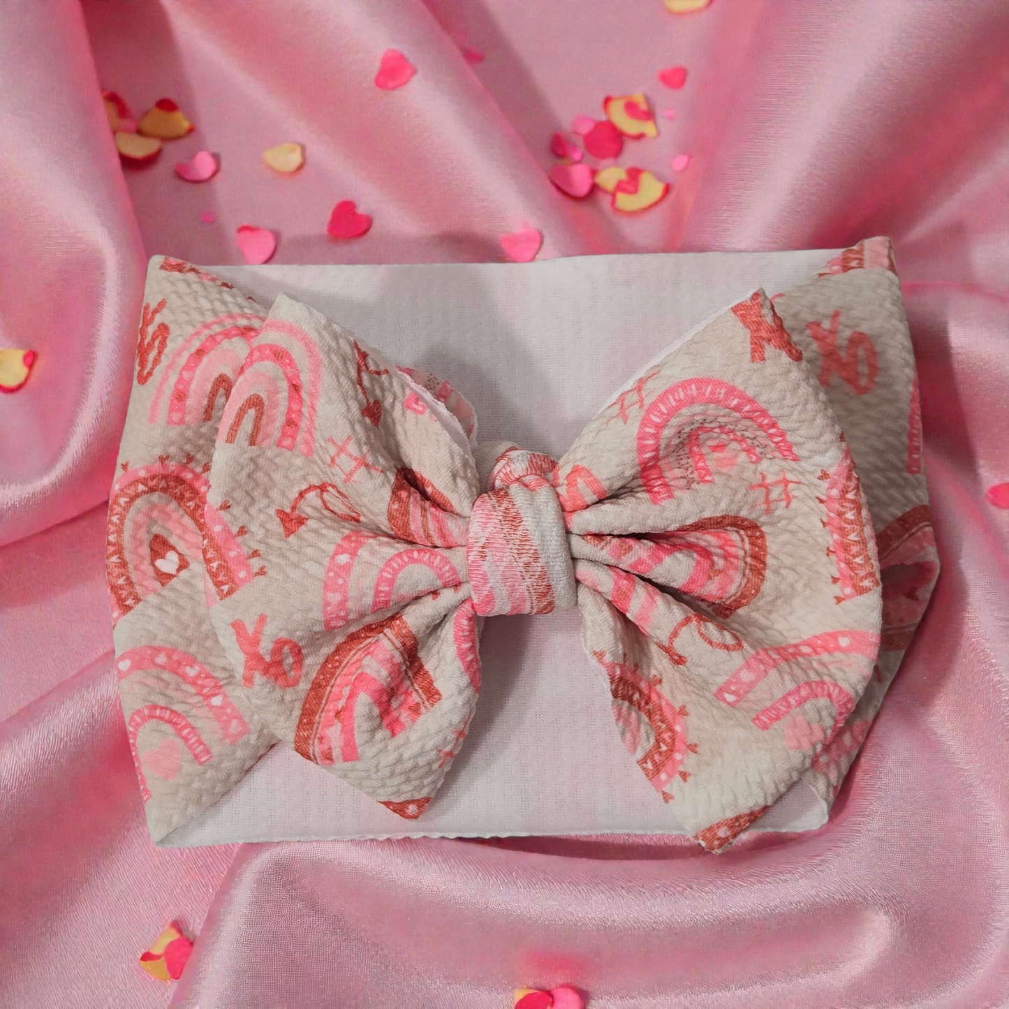 Valentine Rainbow Bow Headwrap & Hair Bow Set – Baby, Toddler & Girls