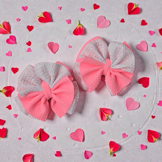 Pink & White Shredded Bows