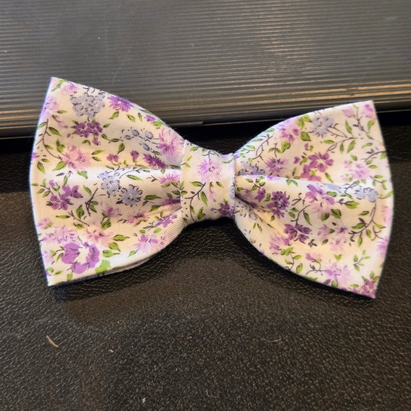 Floral Pet Over the Collar Bow Tie | Purple Dog Bow Tie | Spring Pet Bowtie | Adjustable Collar Bow | Dog & Cat Accessory XS-XL