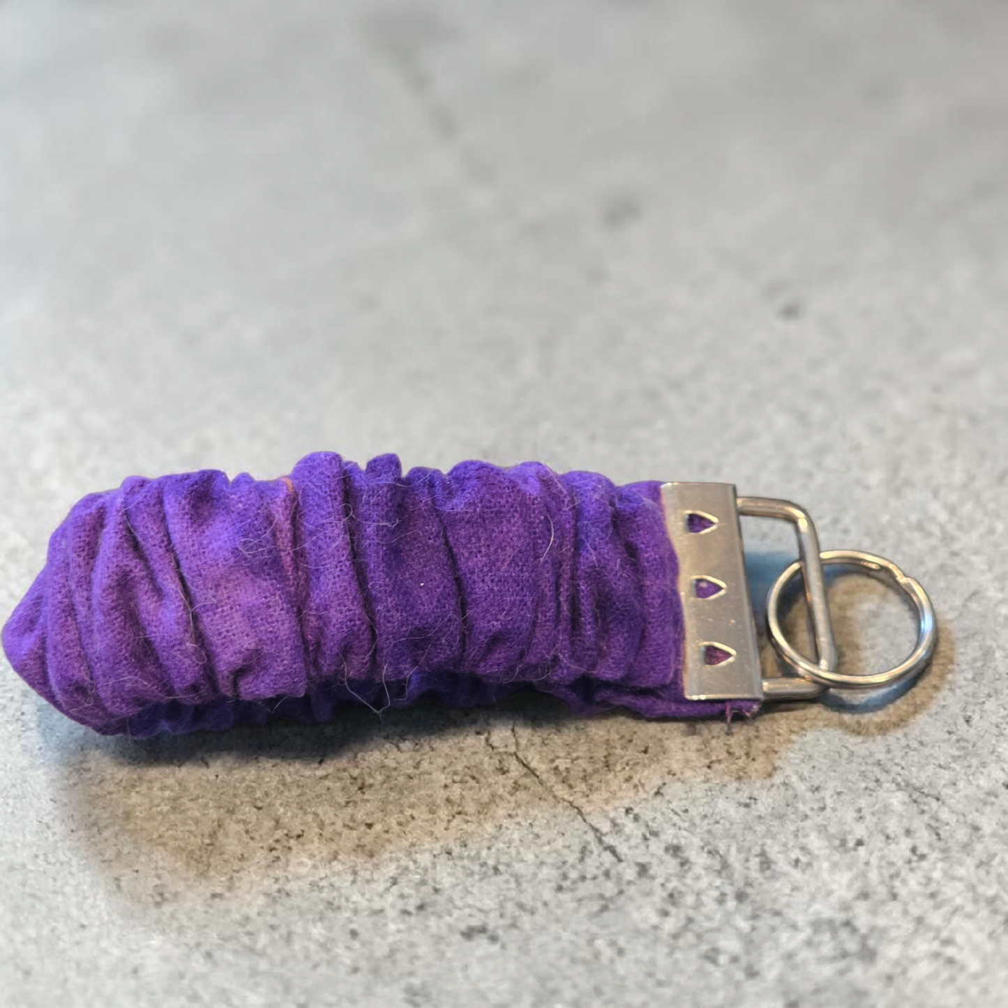 Purple Scrunchie Wristlet Keychain | Handmade Fabric Wristlet Key Fob | Stretch Wrist Keychain Bracelet | Cute Key Ring Holder