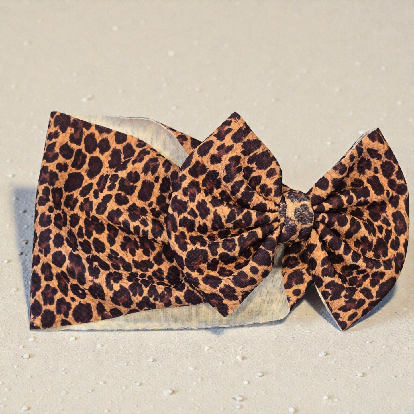 Leopard Print Bullet Fabric Hair Bow | Baby Headwrap, Nylon Headband & Piggie Bows | Trendy Cheetah Print Hair Accessories