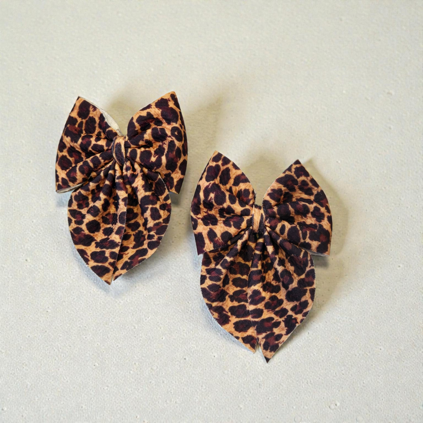 Leopard Print Bullet Fabric Hair Bow | Baby Headwrap, Nylon Headband & Piggie Bows | Trendy Cheetah Print Hair Accessories