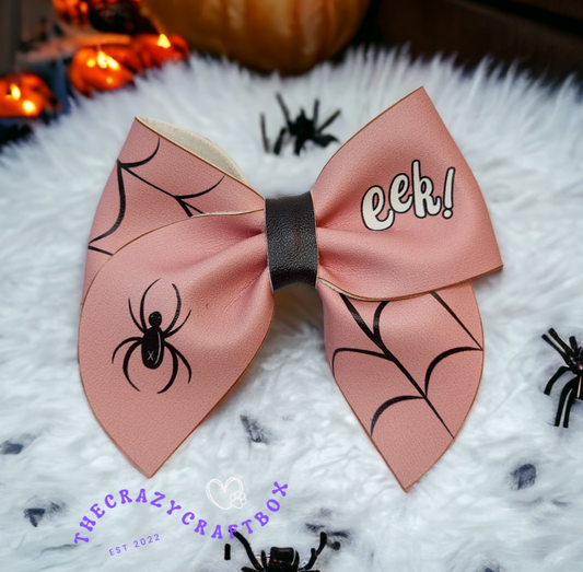 🎃 Spooky Ghost Hair Bow – Halloween Faux Leather Bow