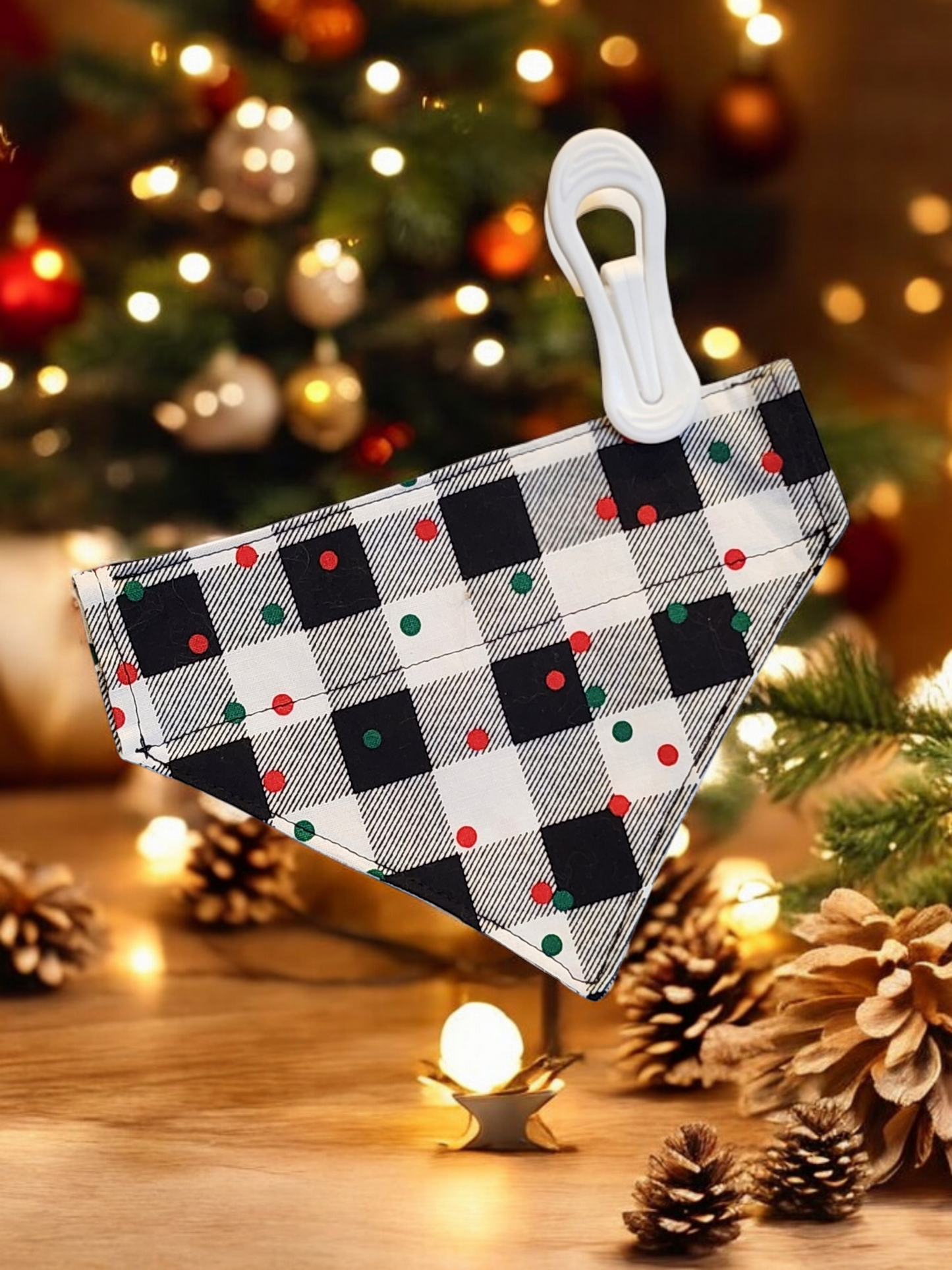 Red & Green Dot Pet Bandana