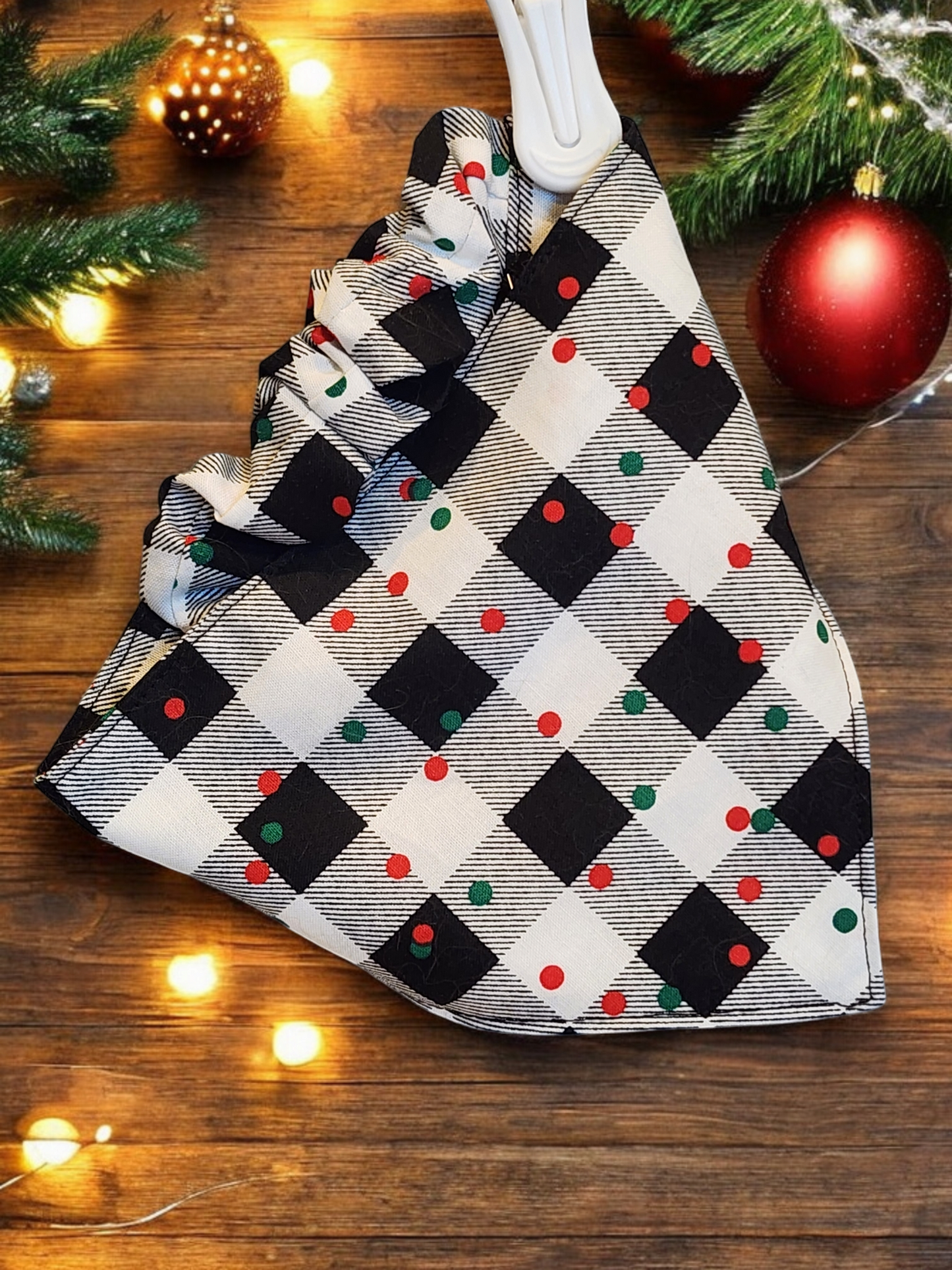 Red & Green Dot Pet Bandana