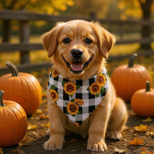 Blk/White Gingham with Sunflower Bandanas