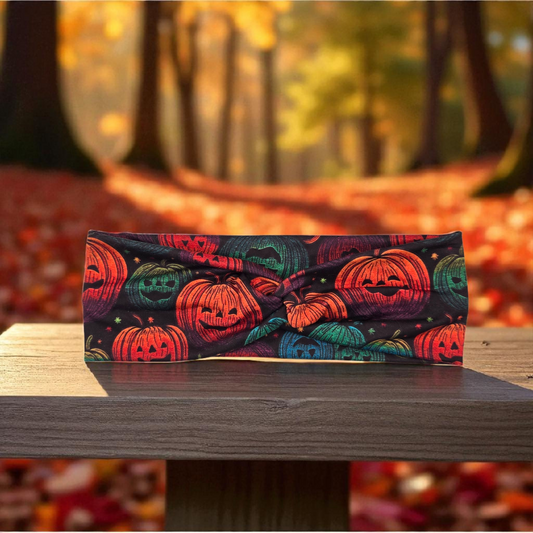 🎃 Halloween Pumpkin Twist Knot Headband – Fall Hair Accessory