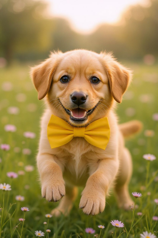 Yellow Bow Tie Collar Accessory | Handmade Pet Outfit for Dogs & Cats