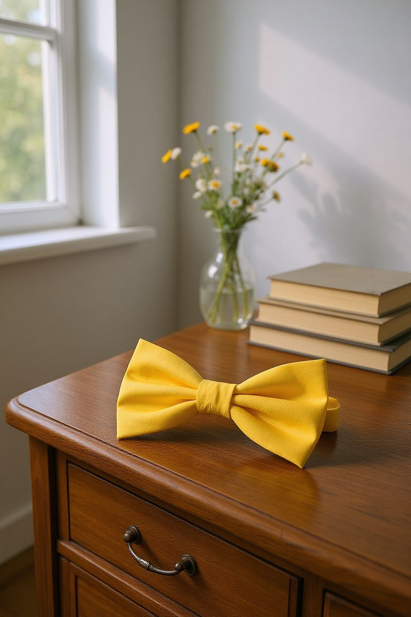 Yellow Bow Tie Collar Accessory | Handmade Pet Outfit for Dogs & Cats