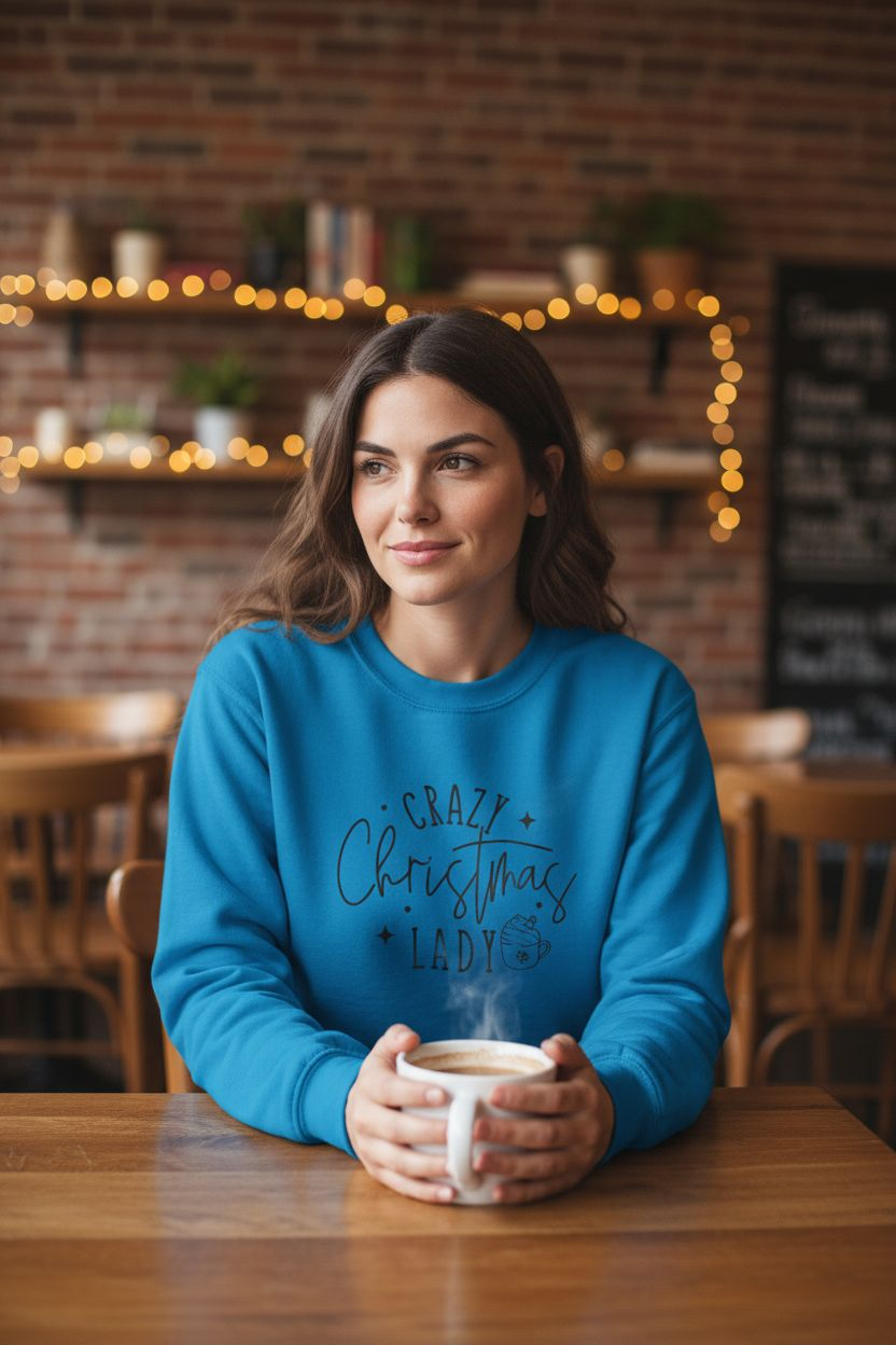 Crazy Christmas Lady Sweatshirt | Festive Holiday Crewneck | Funny Christmas Shirt for Women | Cozy Winter Graphic Sweatshirt | Holiday Gift Idea